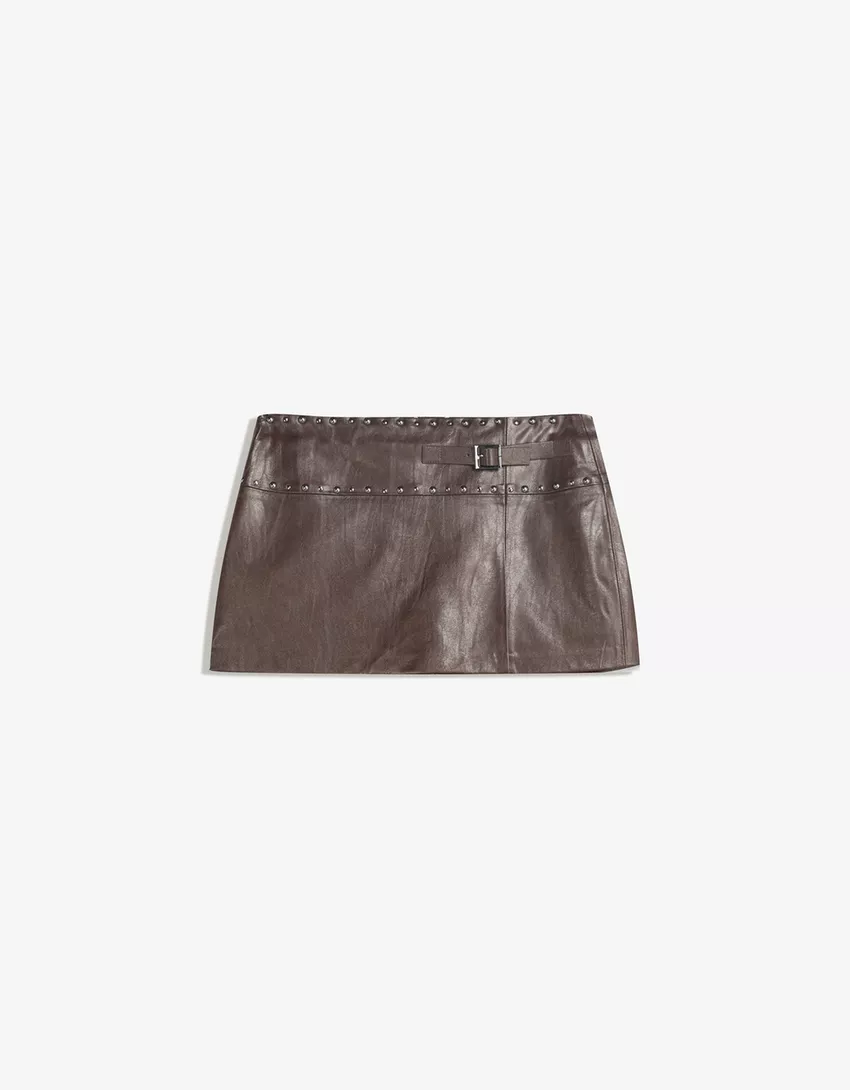 Leather effect mini skirt
