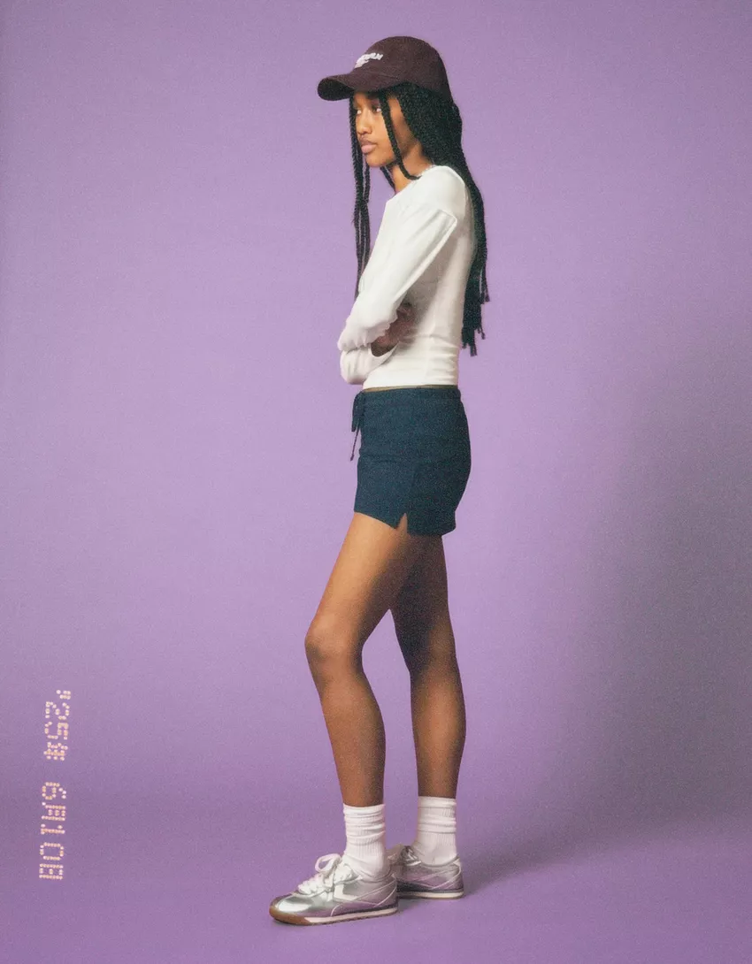 Skort with tied waistband