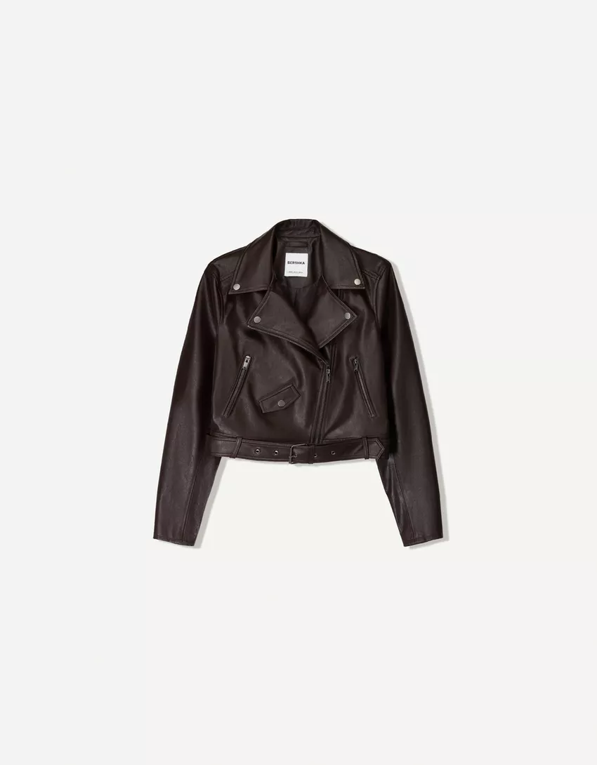 Leather effect biker jacket