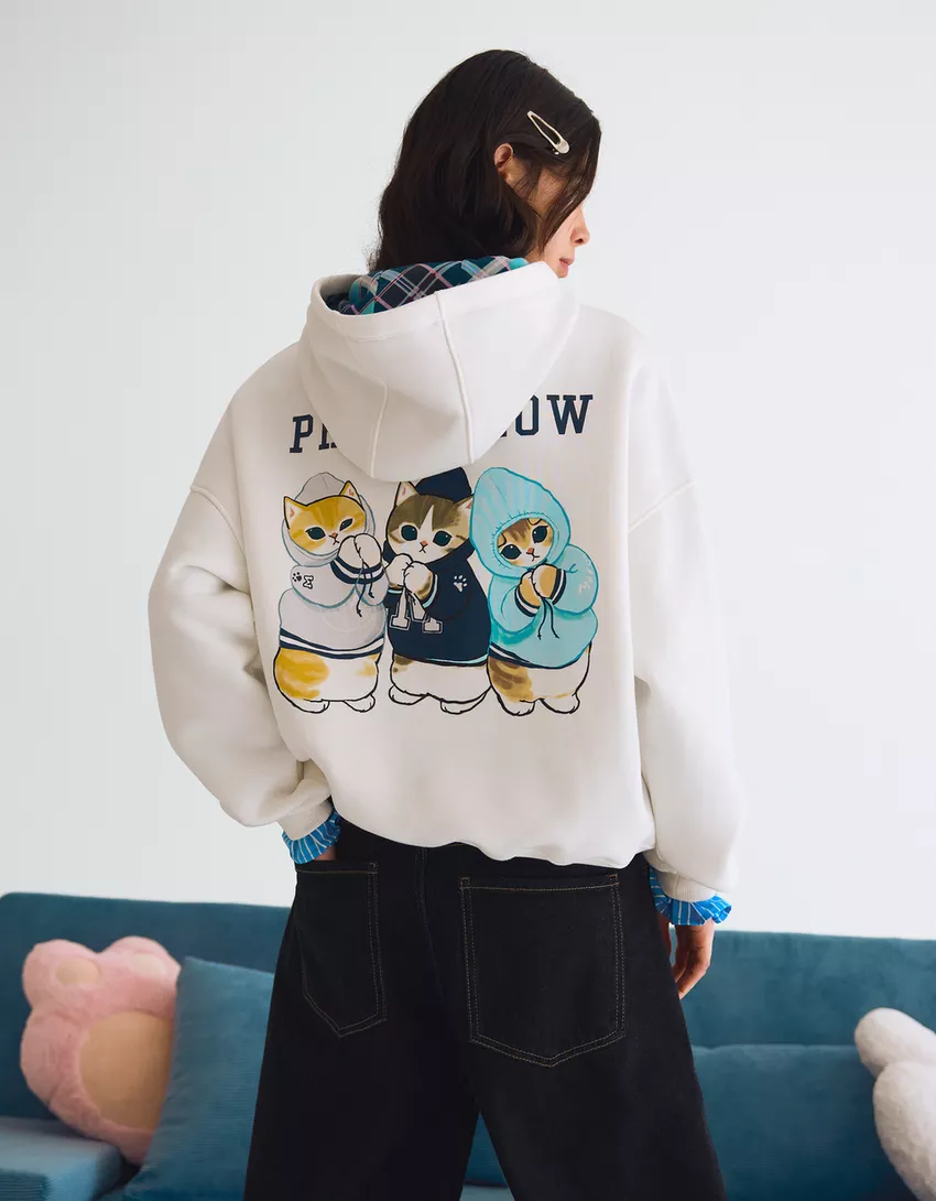Mofusand print hooded sweatshirt