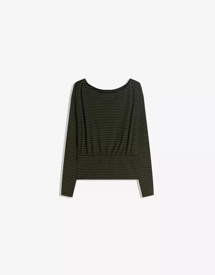 Striped long sleeve sash T-shirt