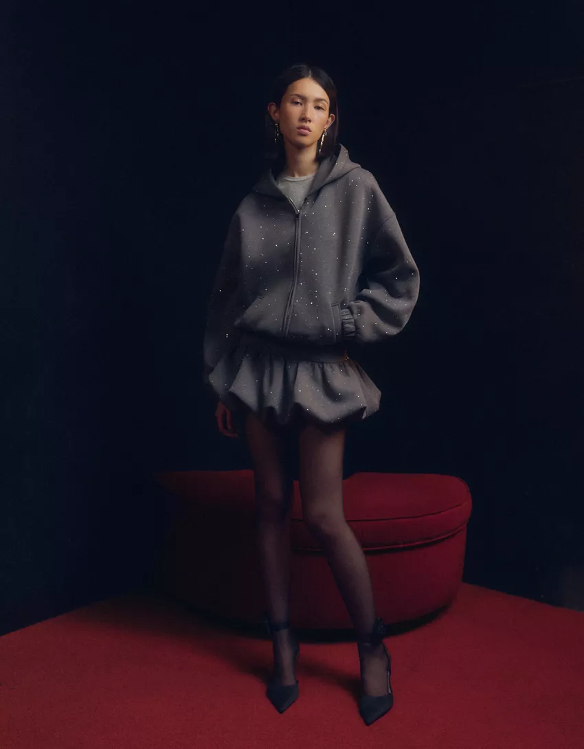 Shiny neoprene-effect sweatshirt