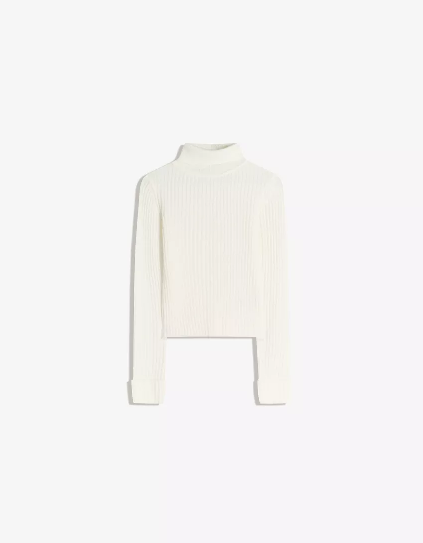 High neck ribbed sweater