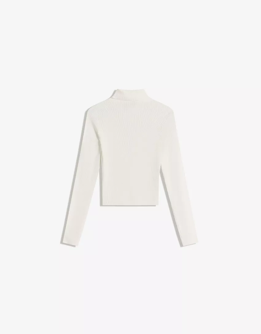 Ribbed high neck sweater