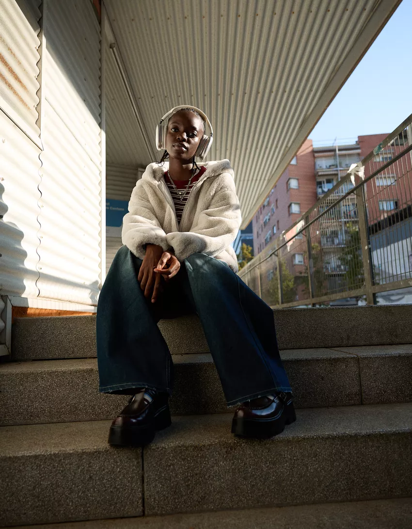 Faux fur hooded jacket