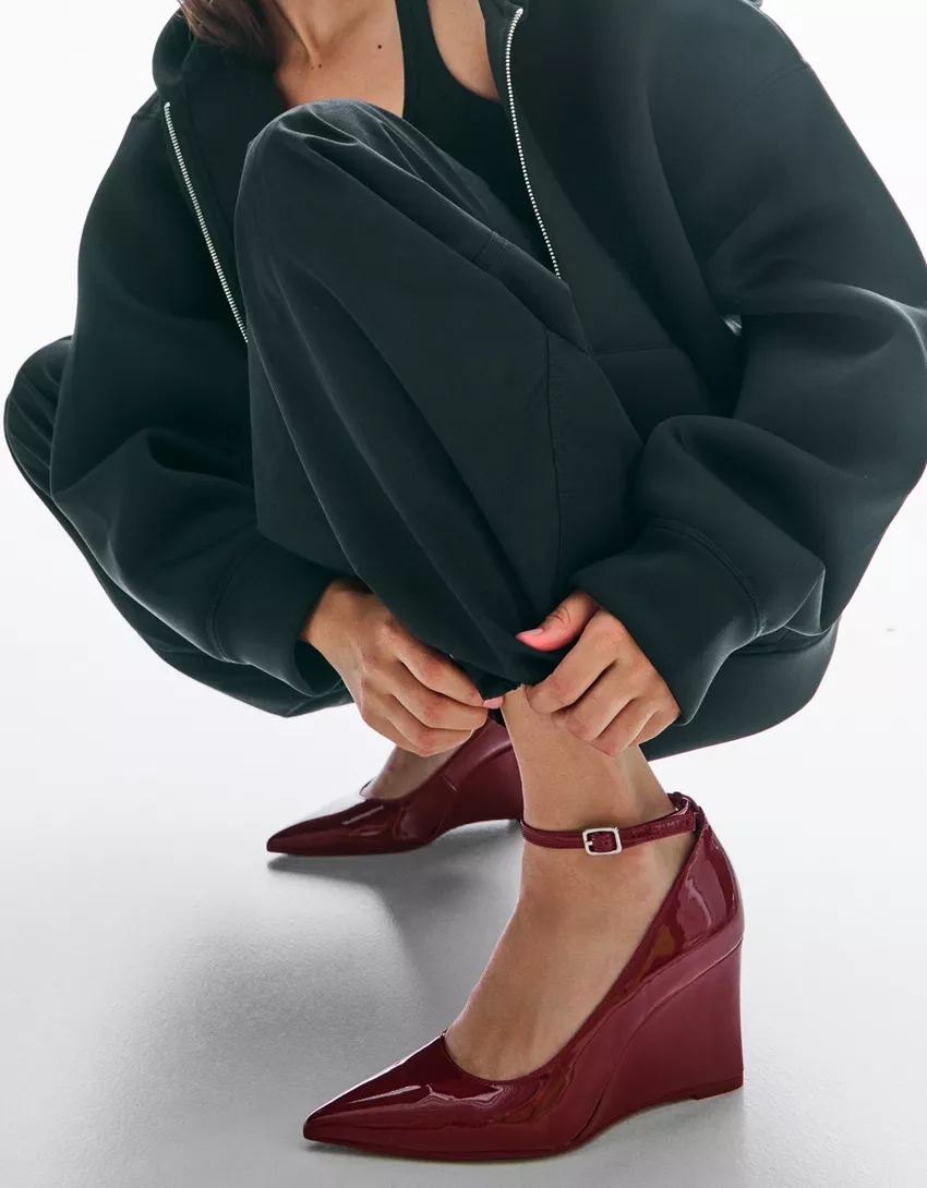 High-heel wedges with ankle strap