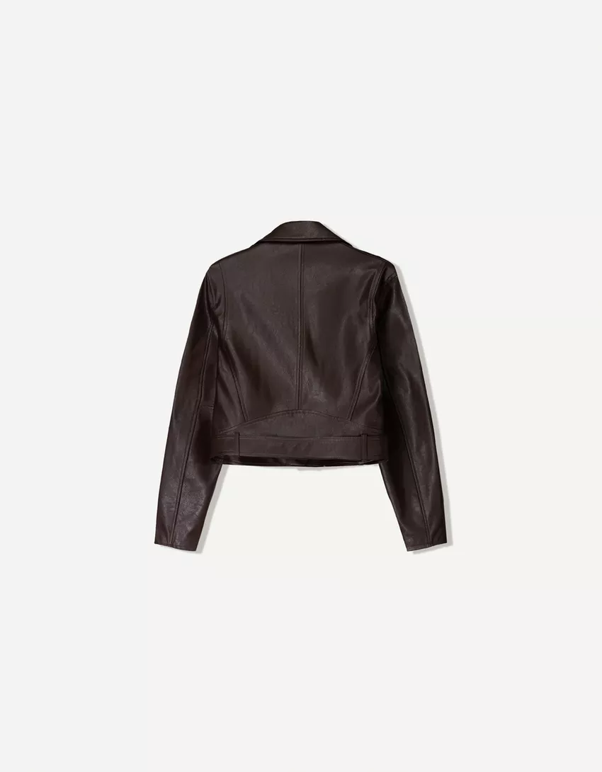 Leather effect biker jacket