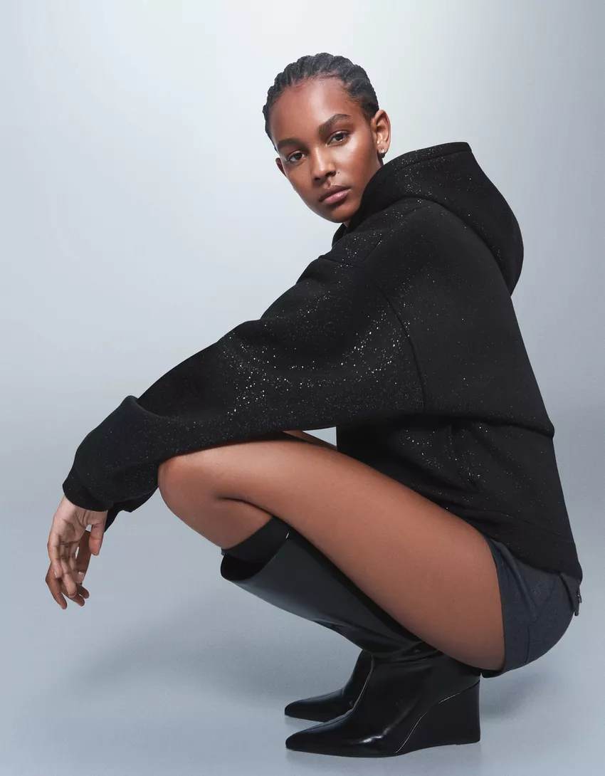 Glitter hooded sweatshirt