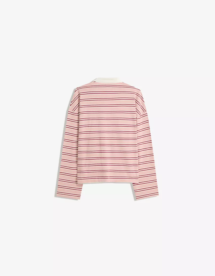 Long sleeve T-shirt with polo collar