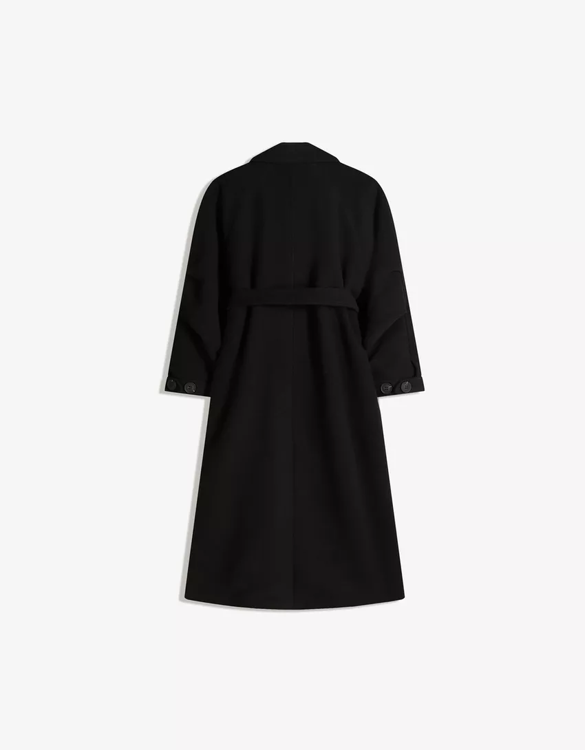 Oversize wool blend coat with belt