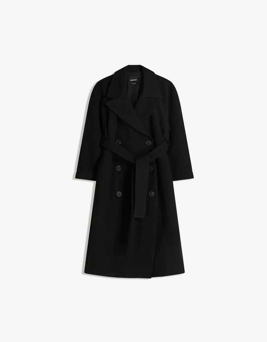 Oversize wool blend coat with belt