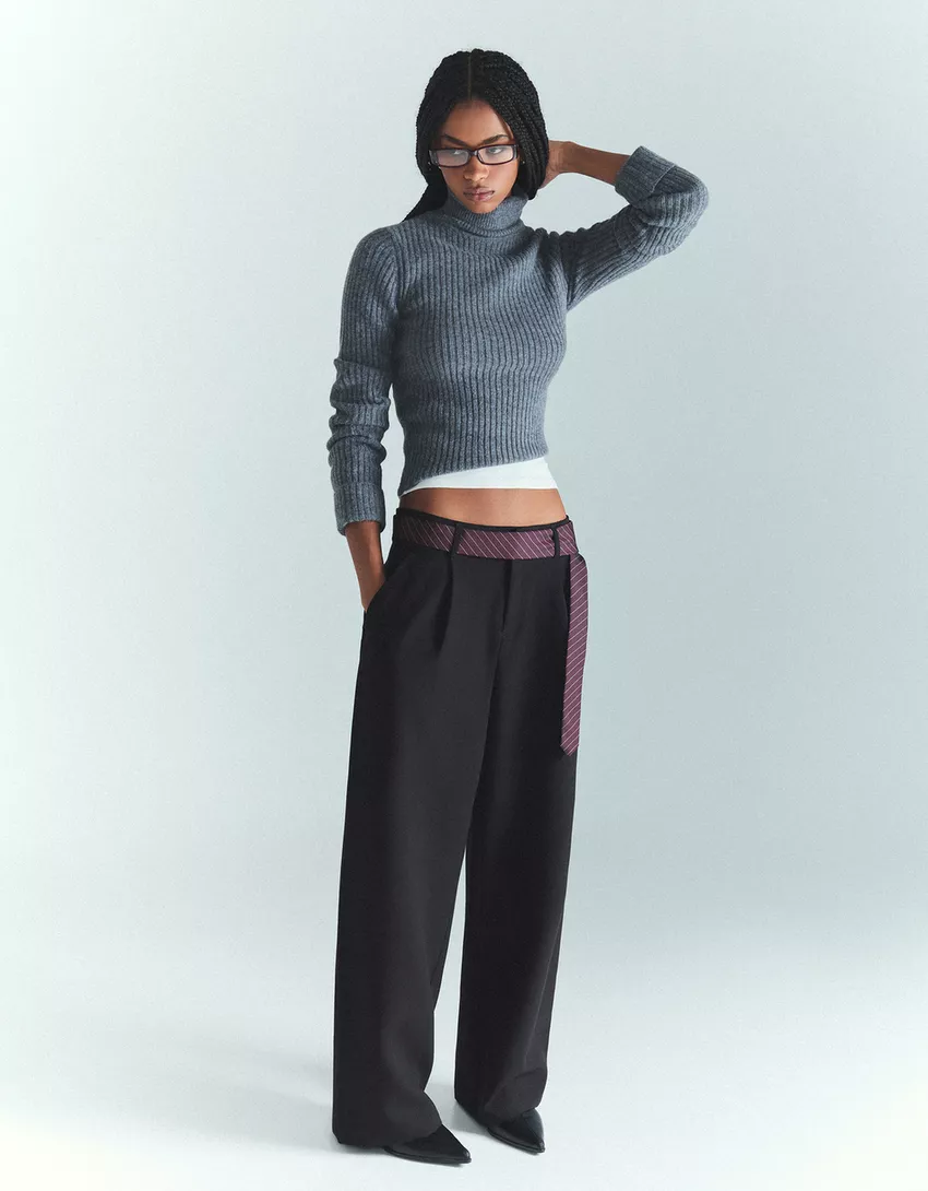 High neck ribbed sweater