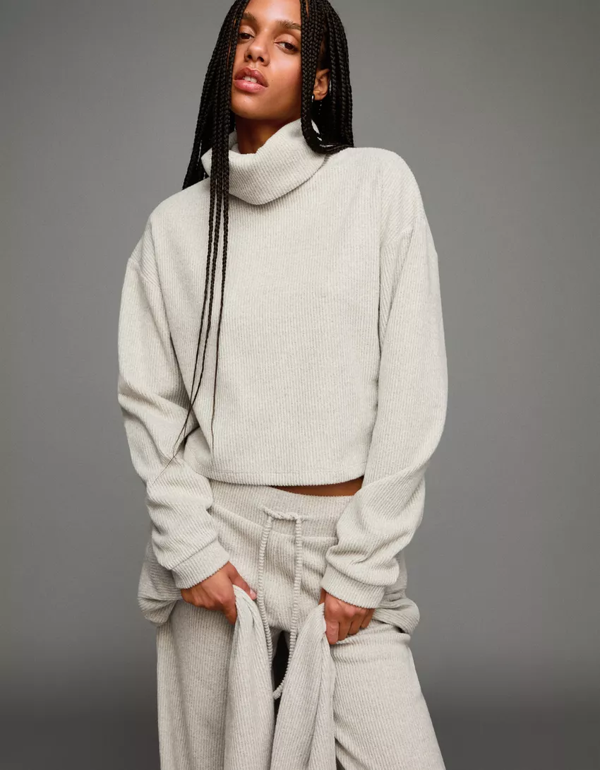 High neck ribbed sweater