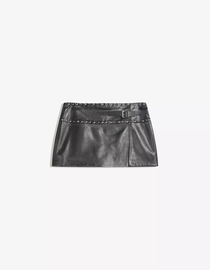 Leather effect mini skirt
