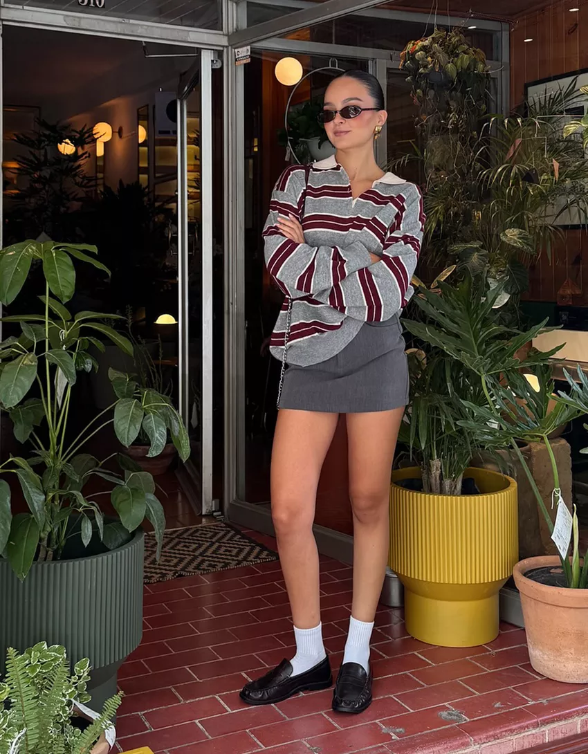 Sweater with polo collar