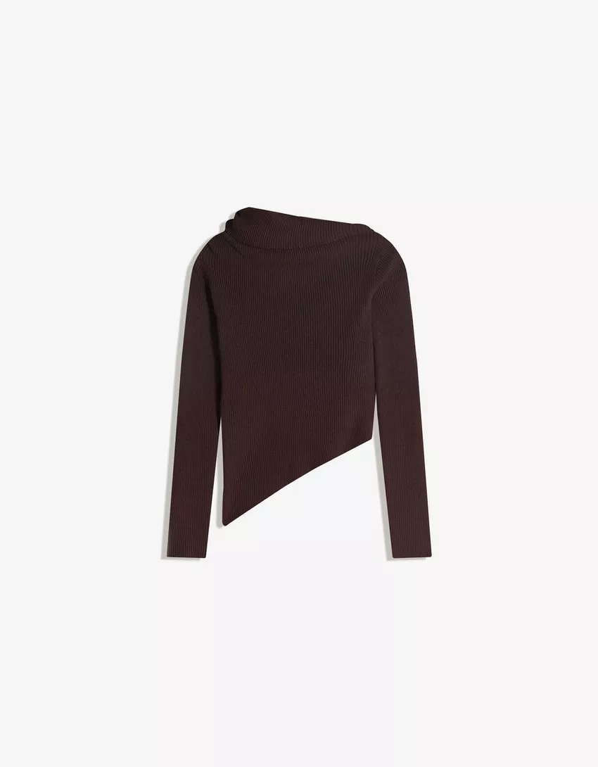 Asymmetric gathered sweater