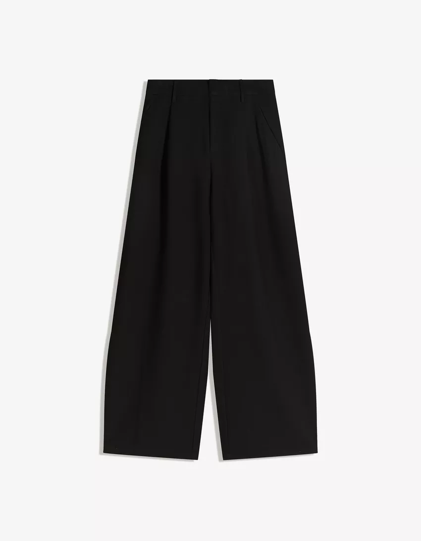 Voluminous double-fabric pants