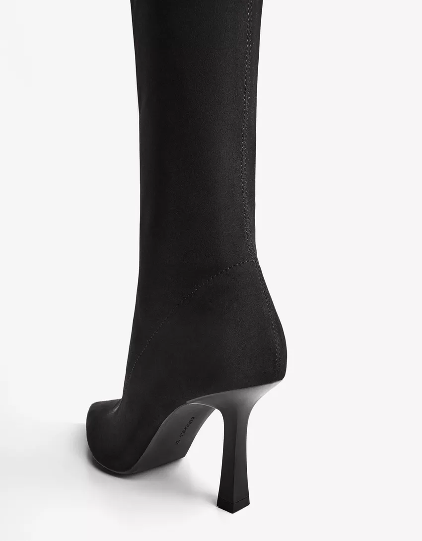 Fabric high-heel boots