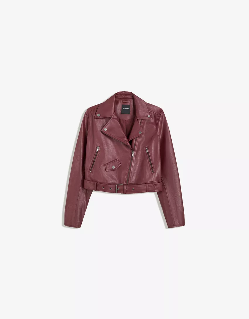 Leather effect biker jacket