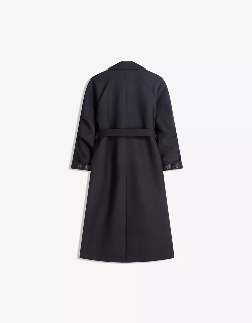 Oversize wool blend coat with belt