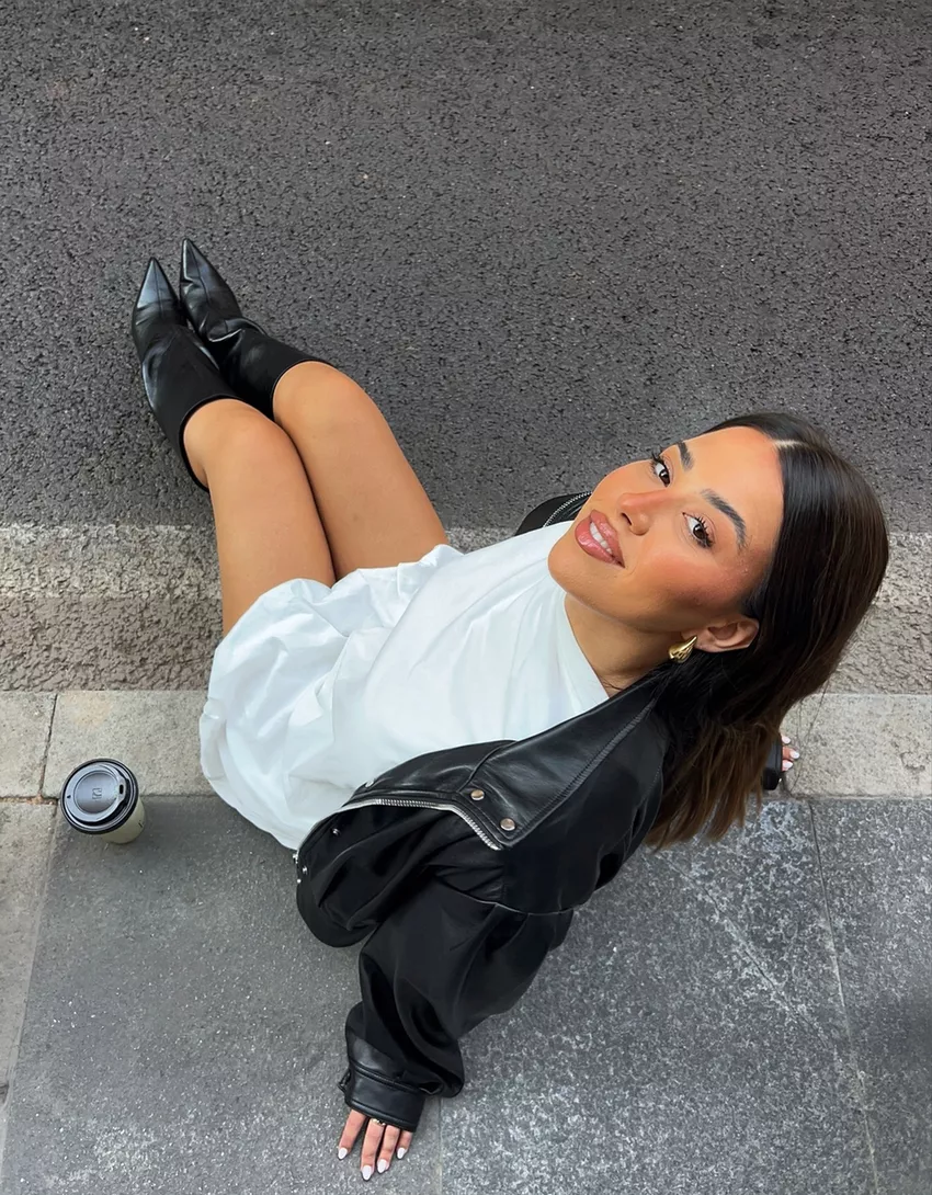 ‘80s leather effect jacket