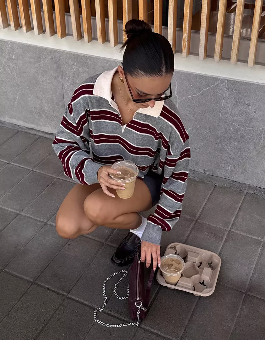 Sweater with polo collar