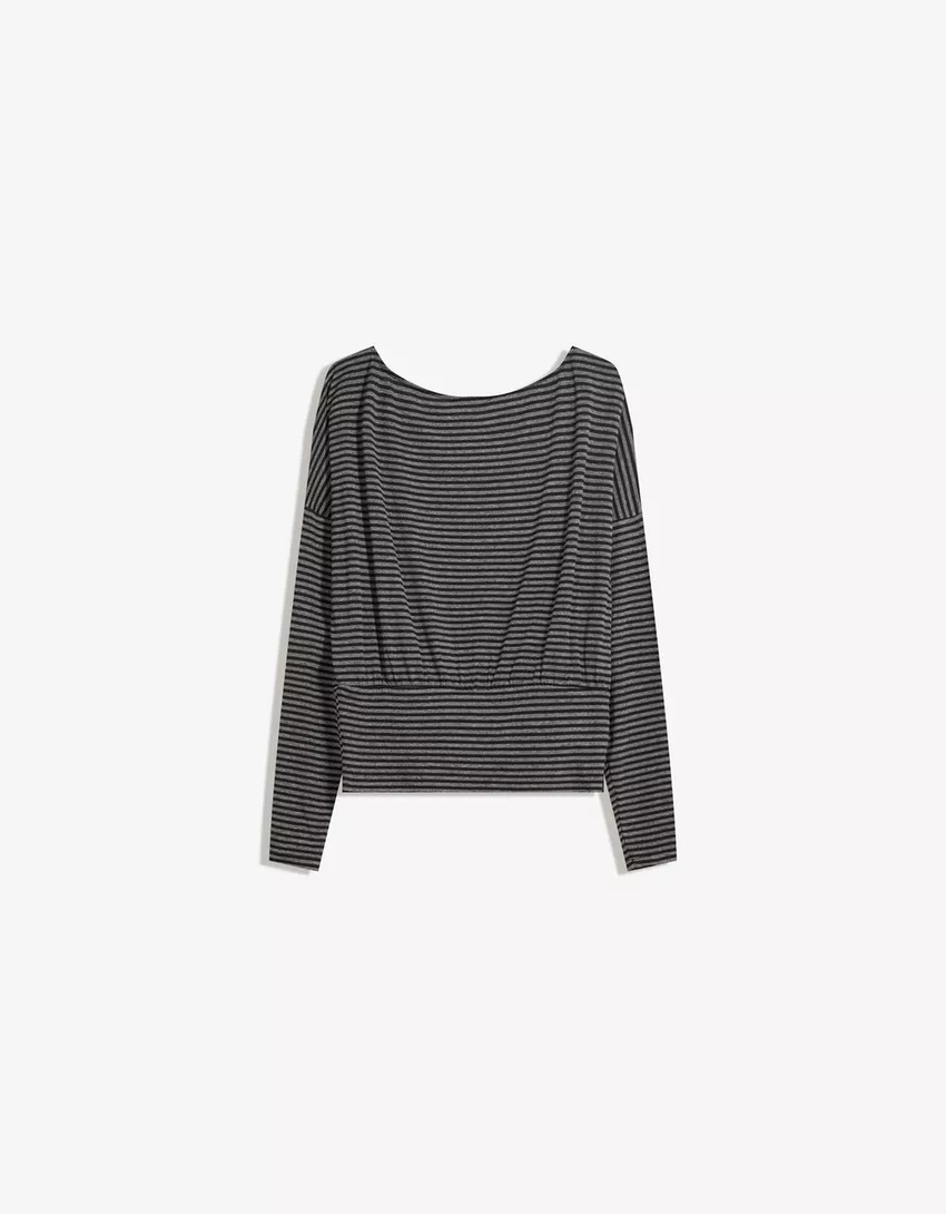 Striped long sleeve sash T-shirt