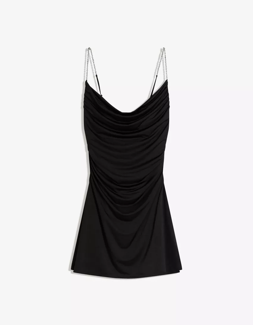 Draped dress with chain straps