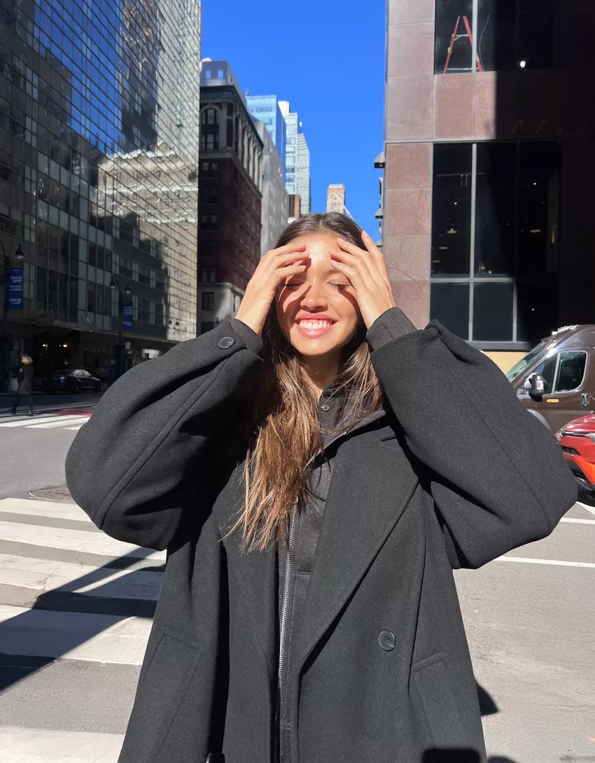 Long drop-shoulder coat