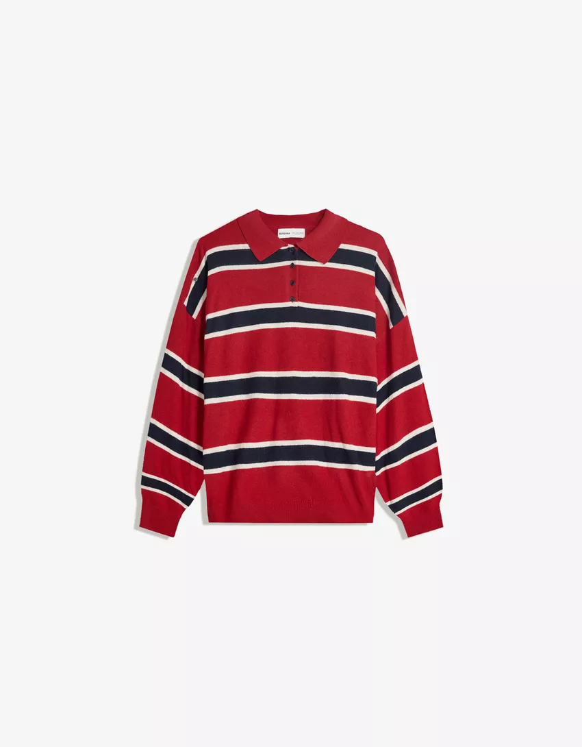 Sweater with polo collar