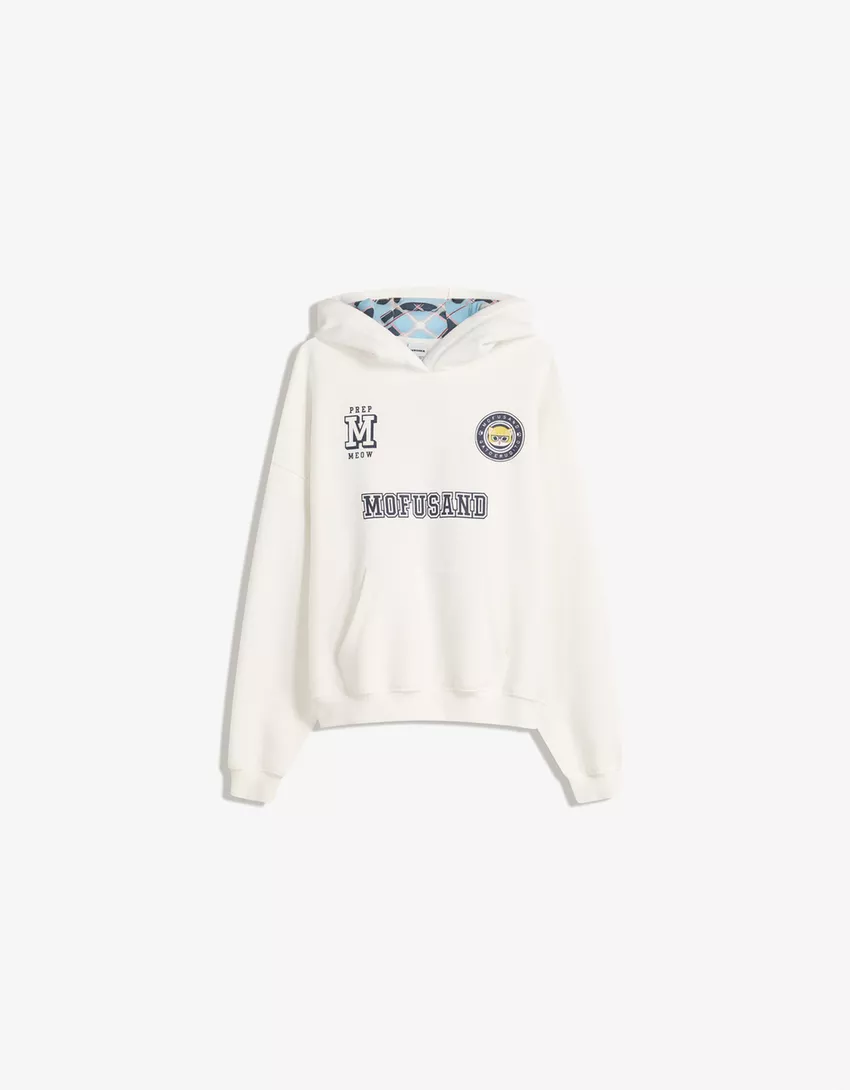 Mofusand print hooded sweatshirt