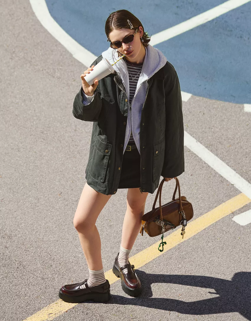 Jacket with contrasting collar