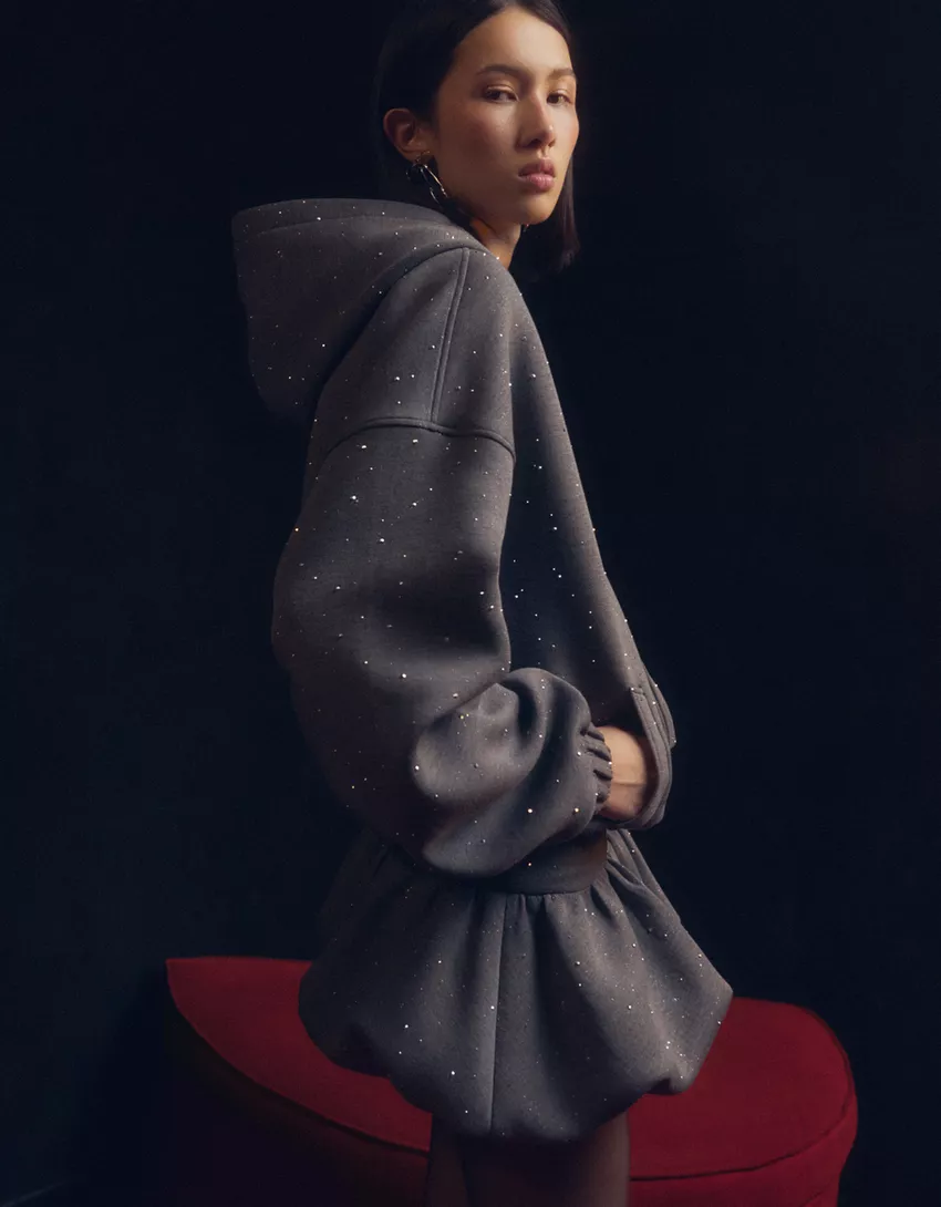 Shiny neoprene-effect sweatshirt