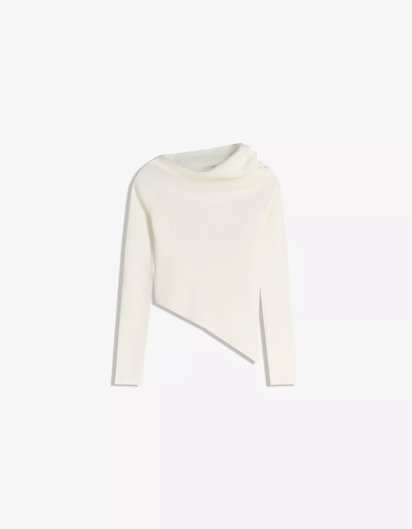 Asymmetric gathered sweater