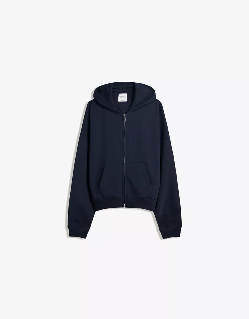 Oversize hooded sweatshirt with zipper