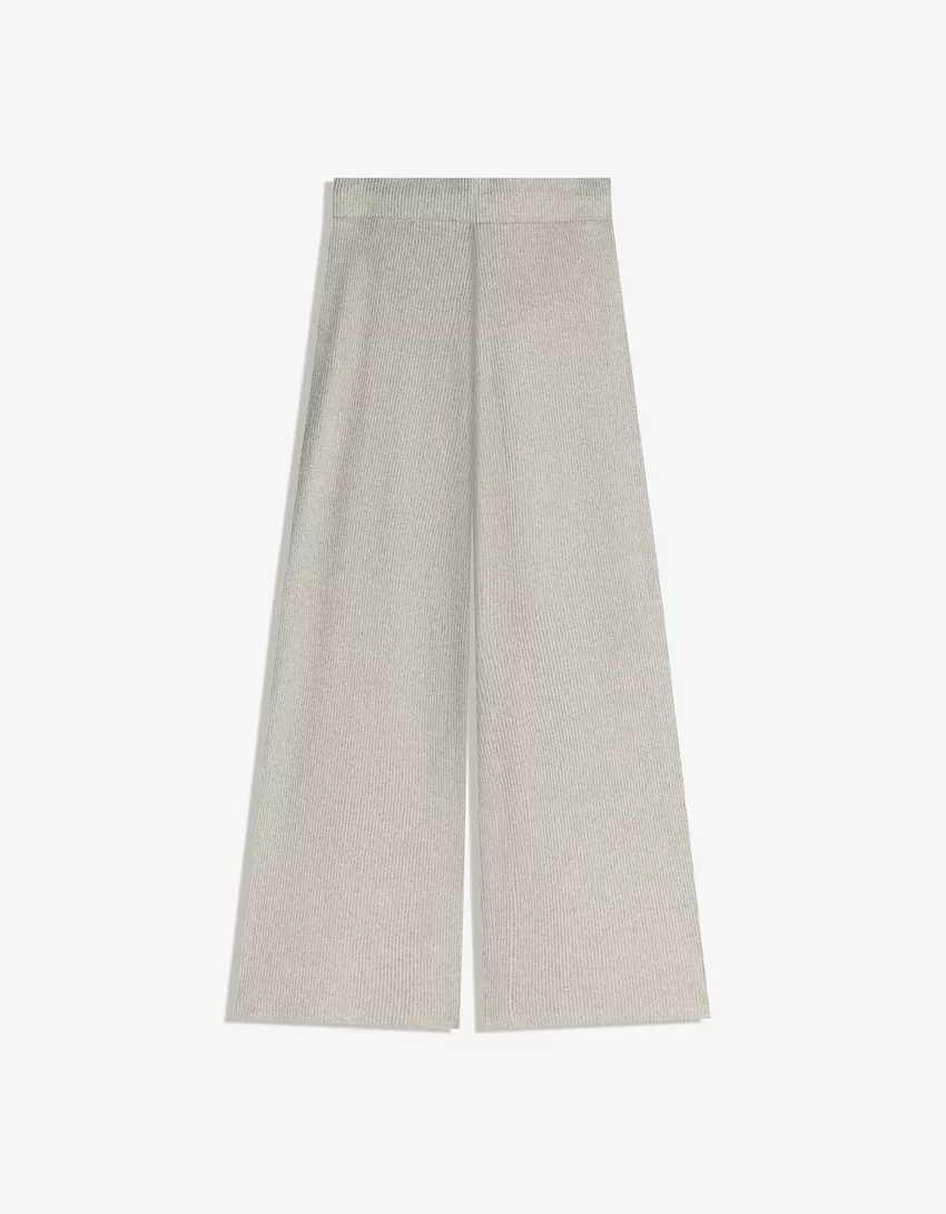 Soft ribbed wide-leg pants