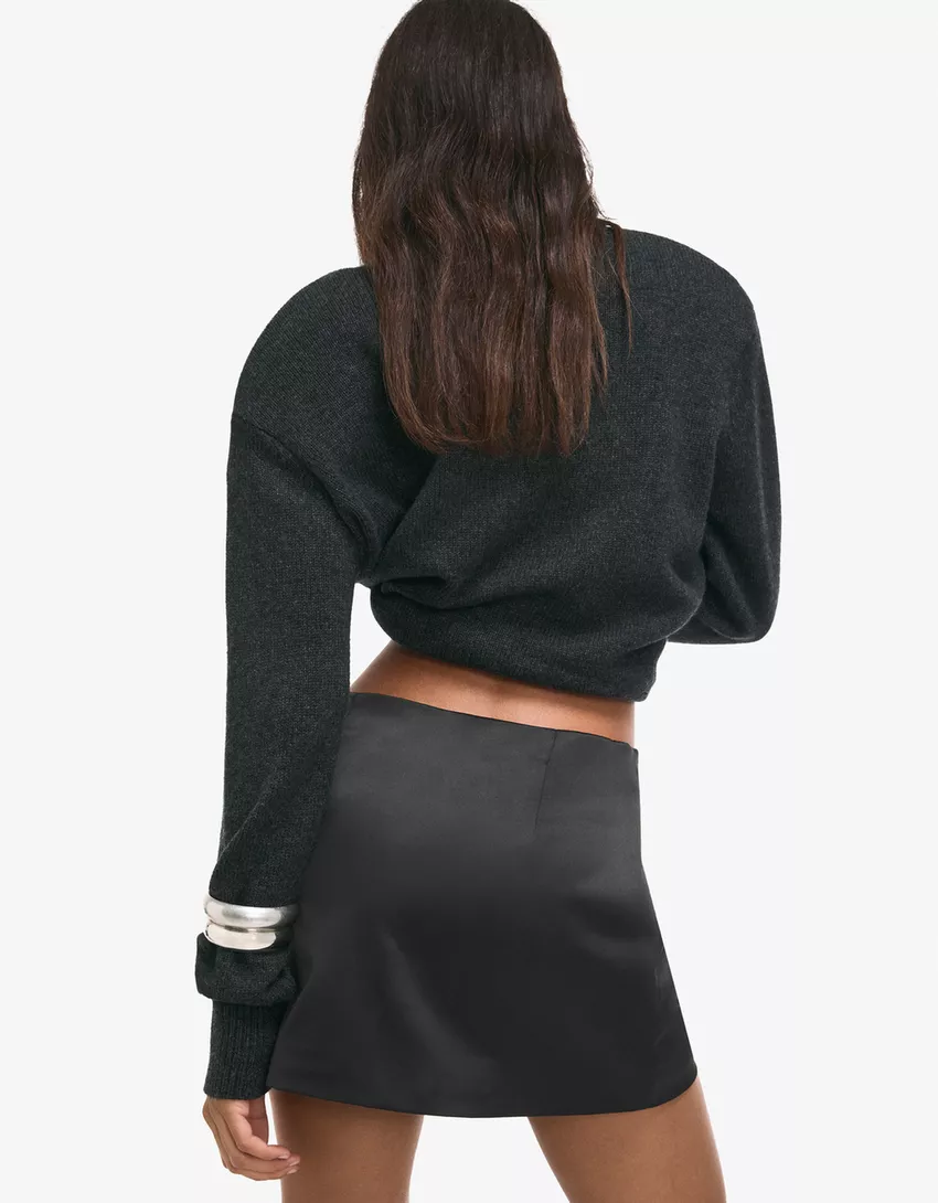 Floral satin mini skirt