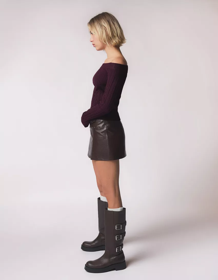 Cable-knit bardot sweater