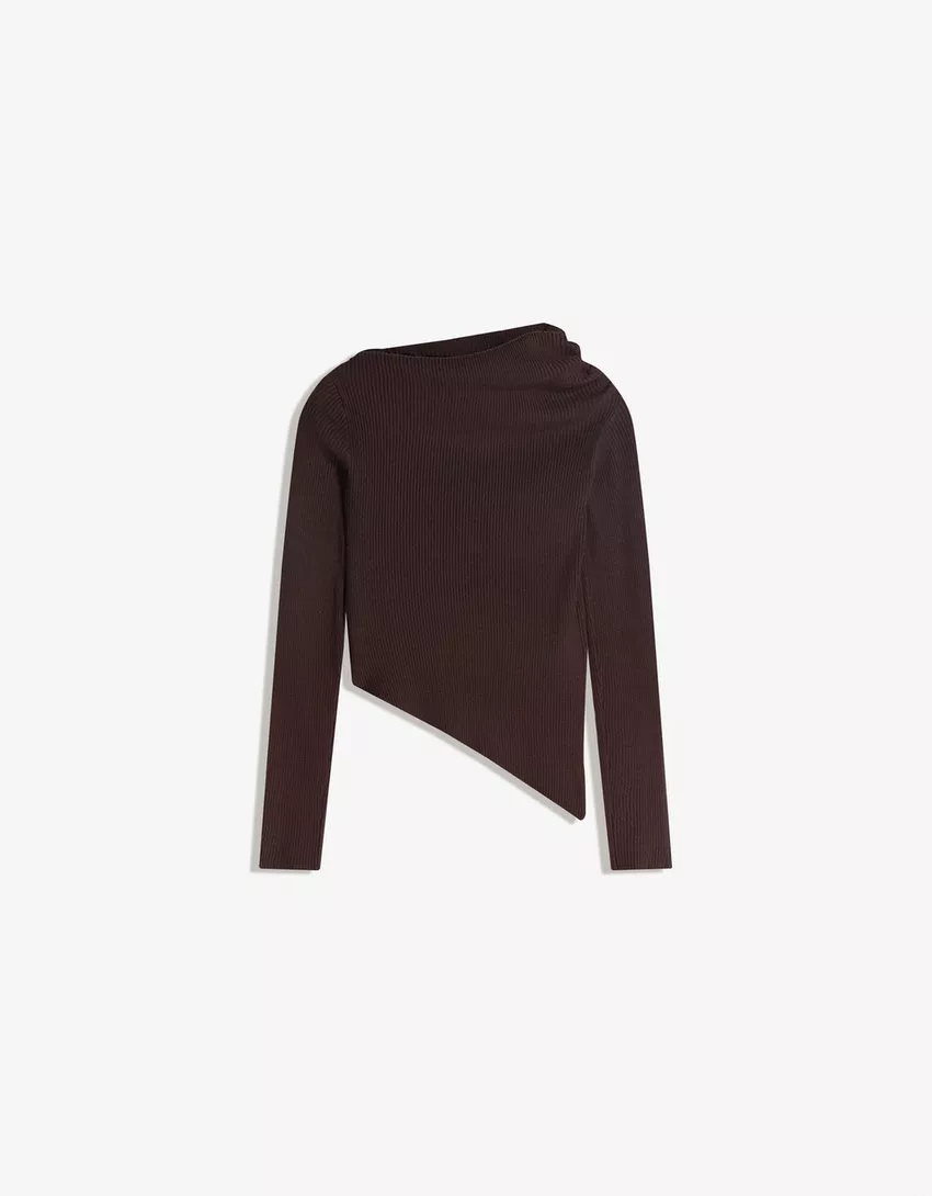 Asymmetric gathered sweater