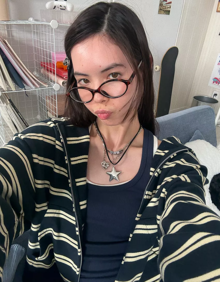 Striped zip-up hoodie