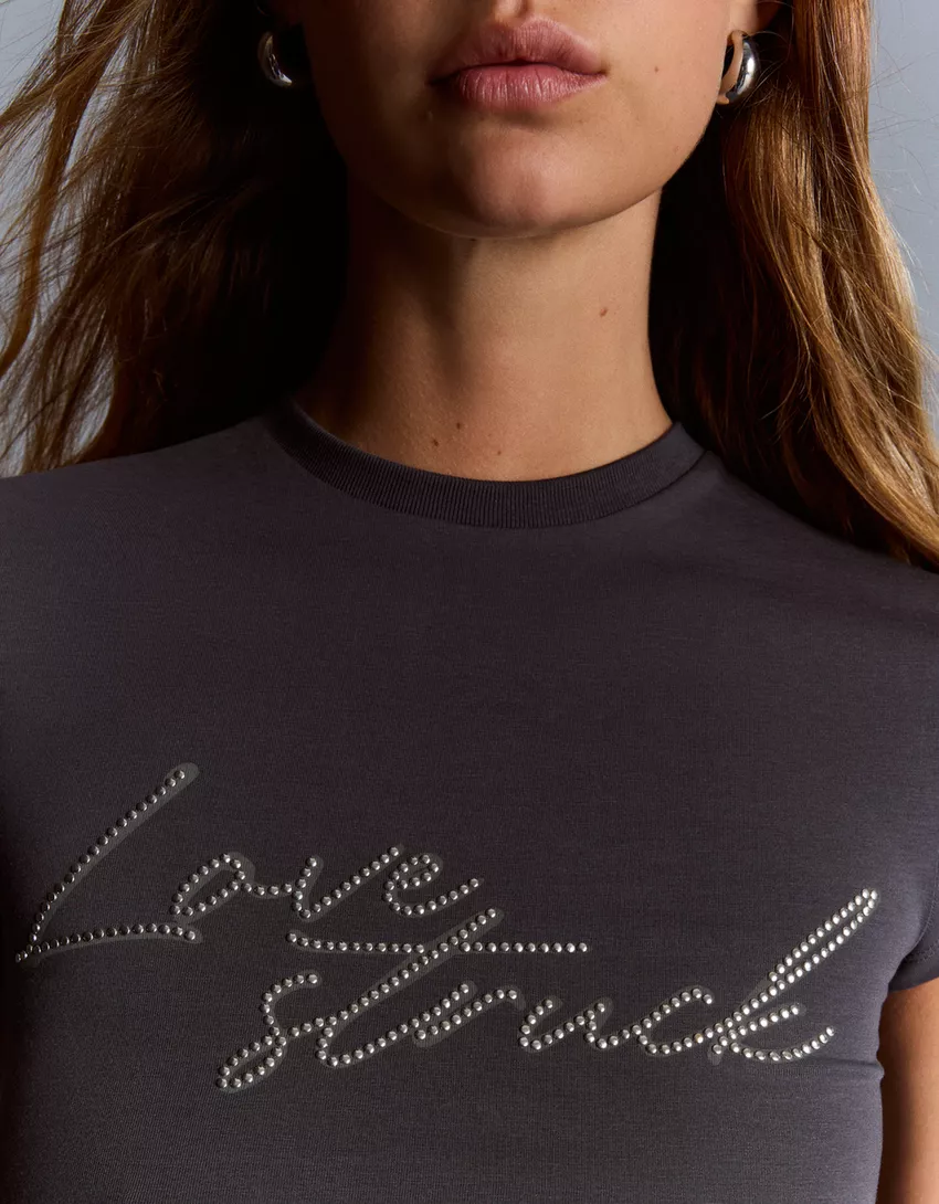 Short sleeve studded print T-shirt