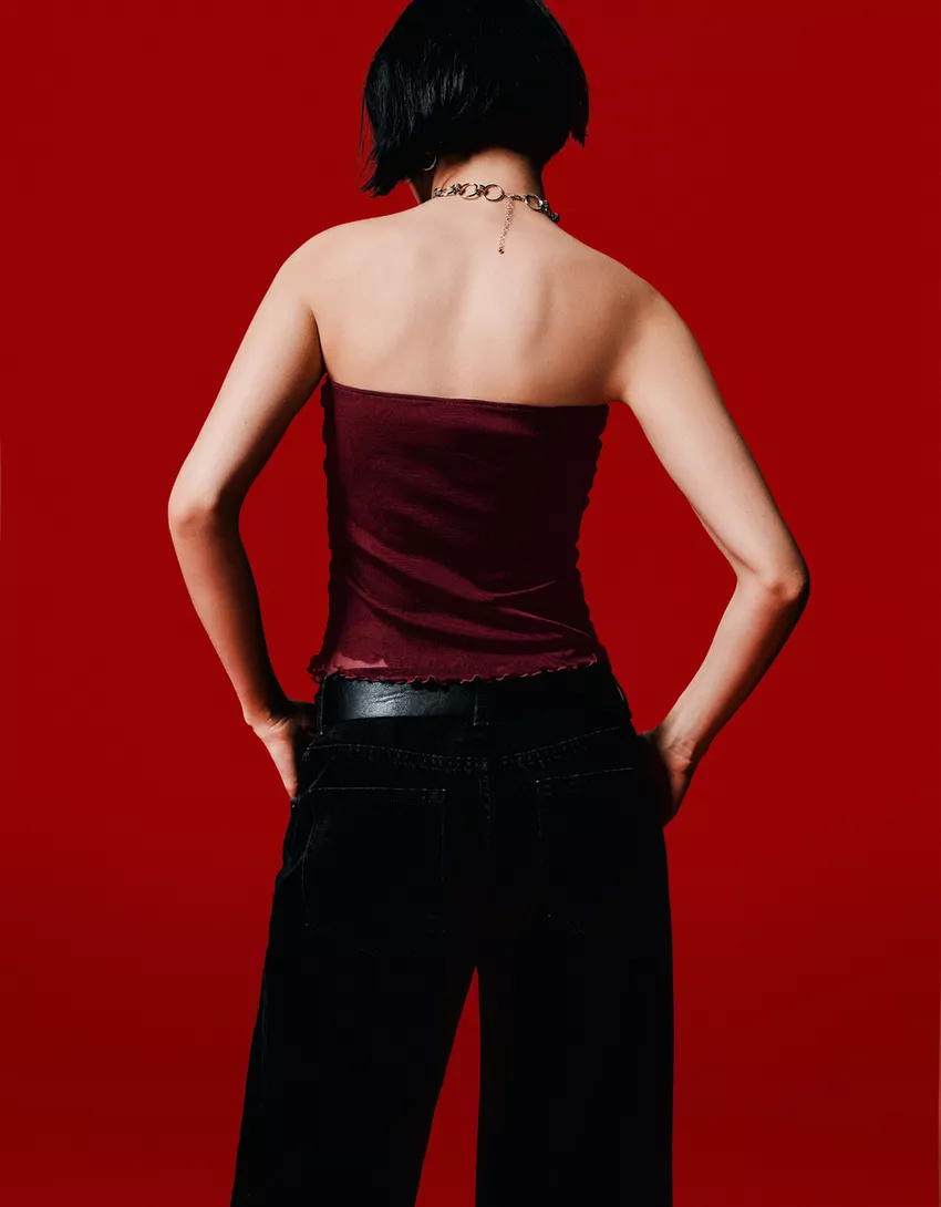 Bandeau top with gathered detail