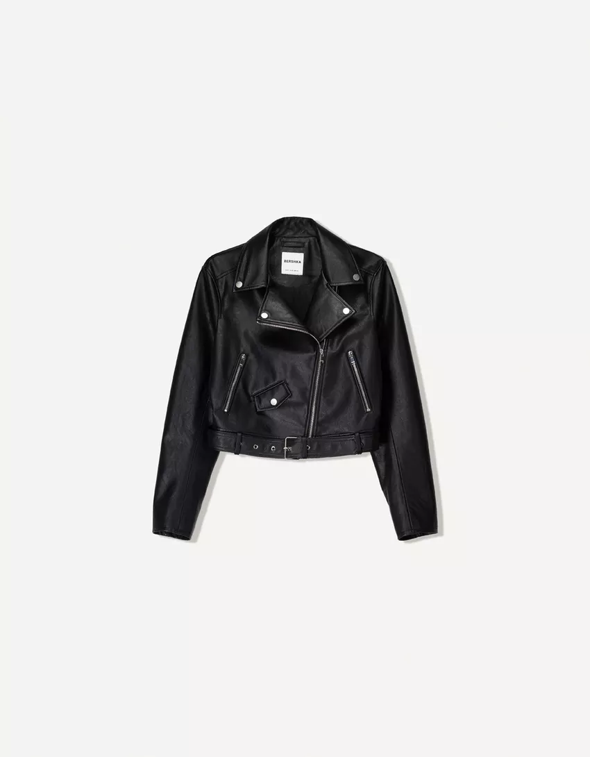 Leather effect biker jacket