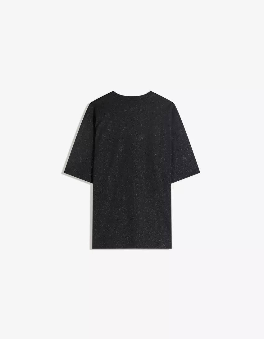 Oversize short sleeve glitter T-shirt