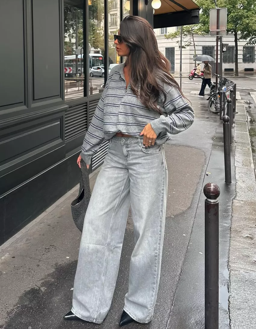 Sweater with polo collar