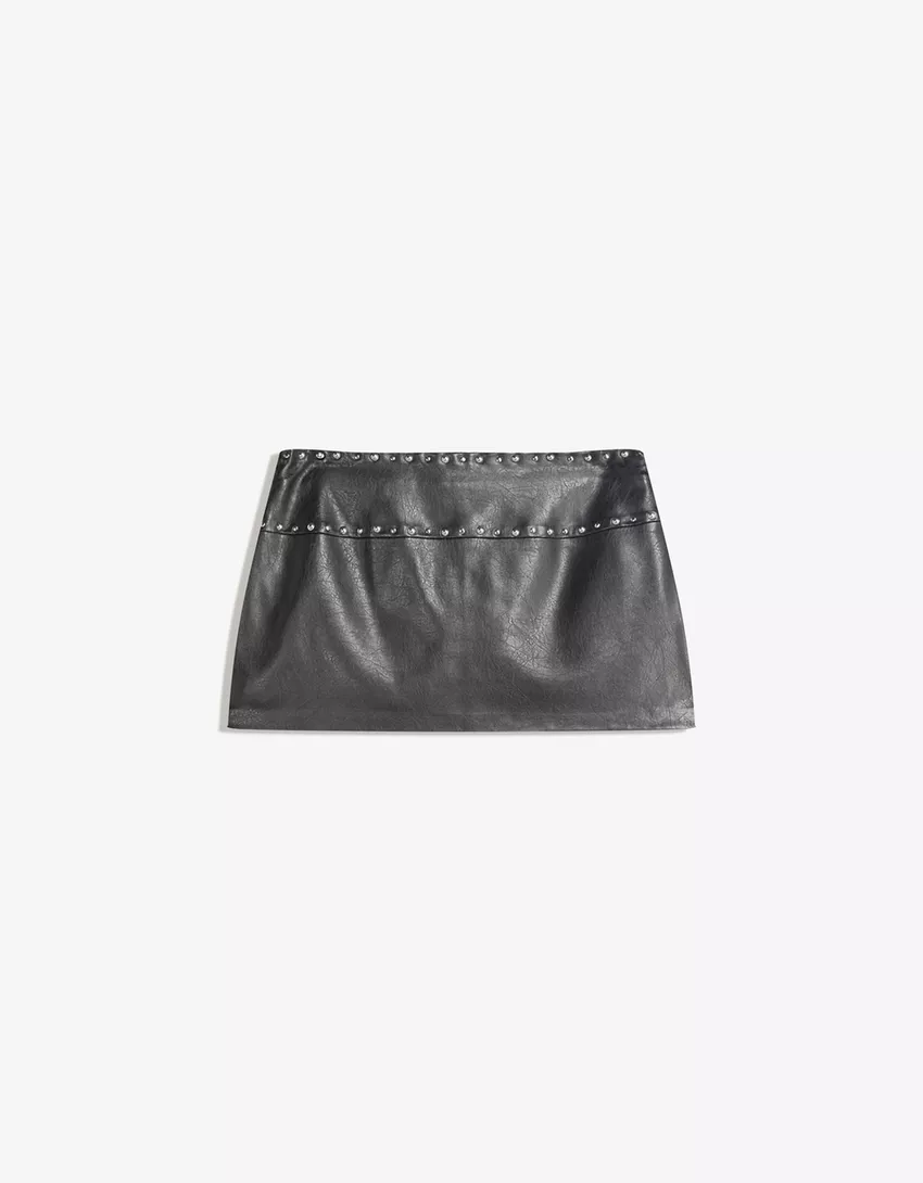 Leather effect mini skirt