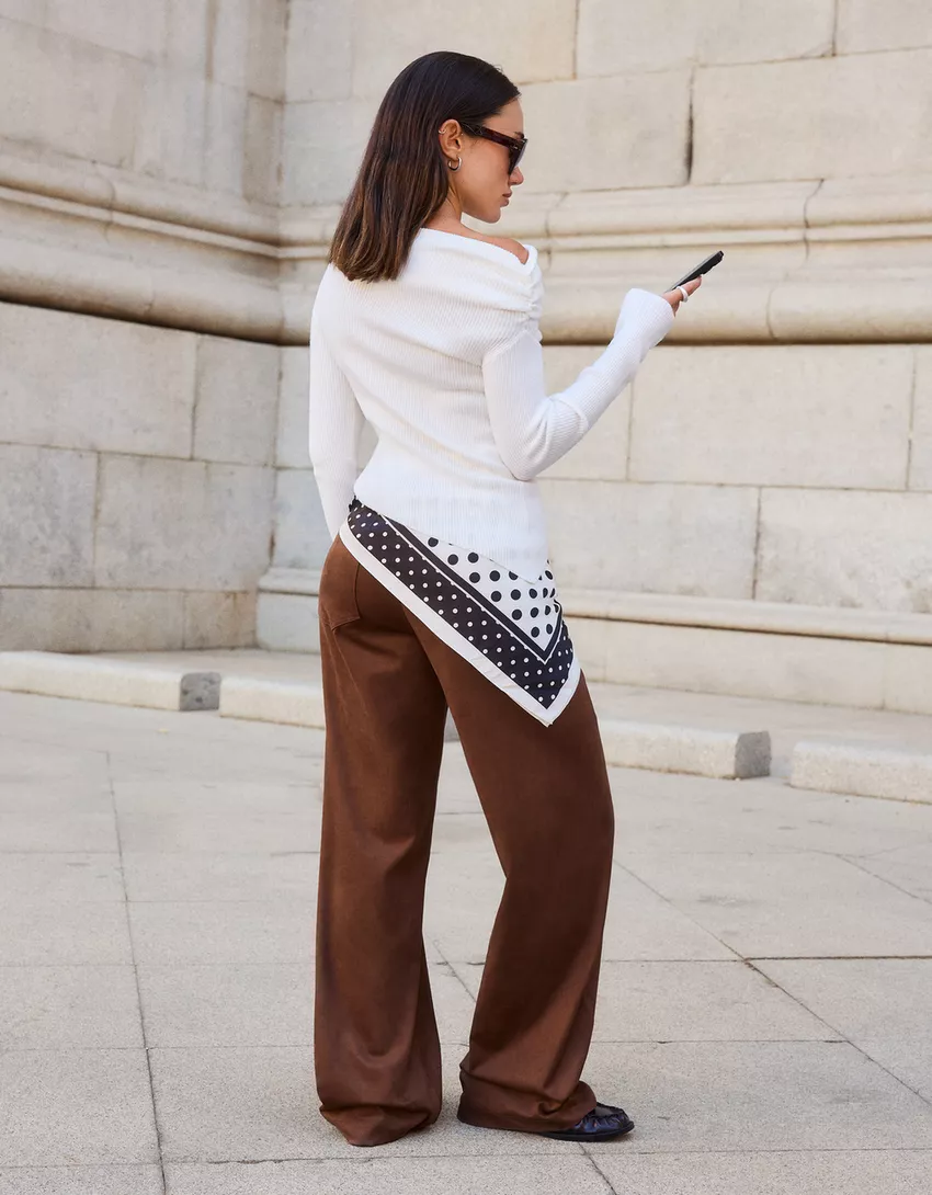 Asymmetric gathered sweater