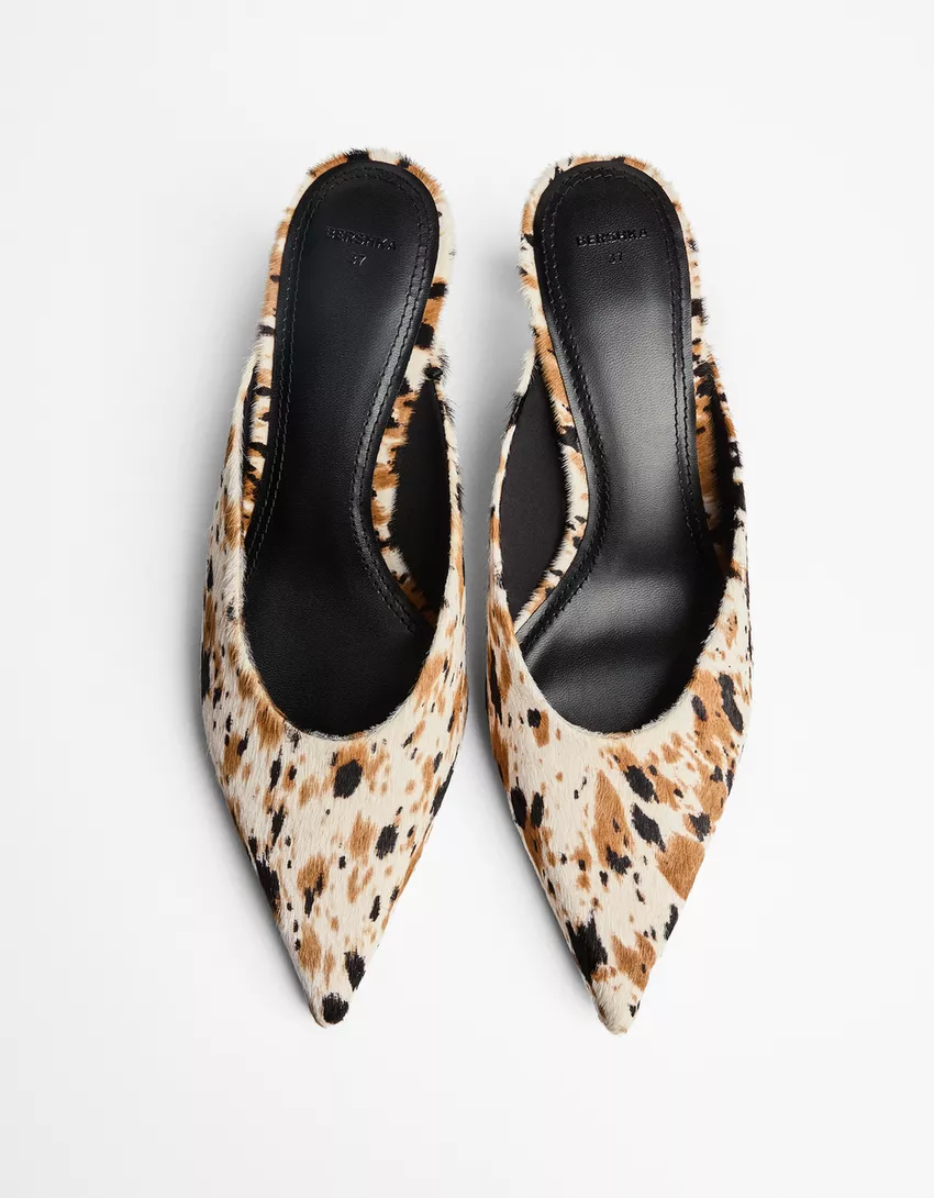 Animal print LEATHER mules