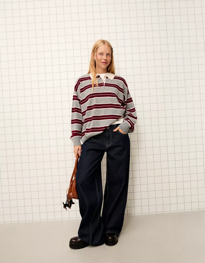 Sweater with polo collar