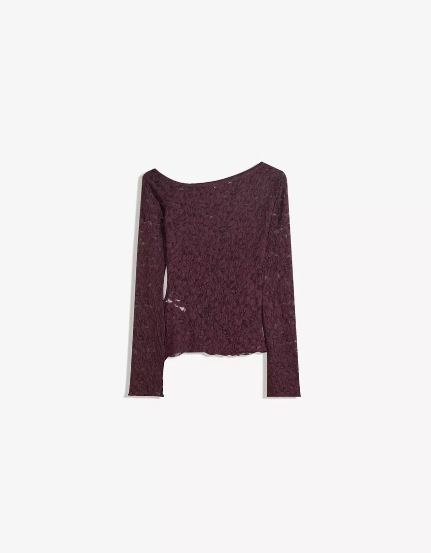 Long sleeve blonde lace top